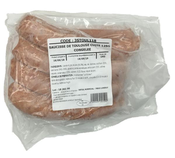 SAUCISSES DE TOULOUSE CUITES 1KG